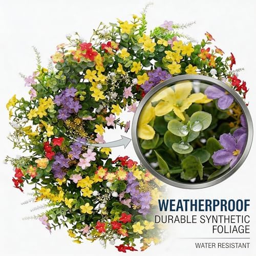 20" Spring Summer Wreath for Front Door Outside - Boxwood Greenery Wreath - Image 4