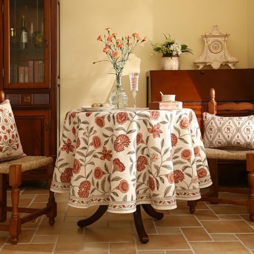 ISAENNE Designer Vintage French Round Tablecloth,Diameter 55" - Image 2
