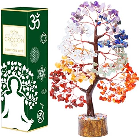 Crocon® 7 Chakhra Crystals Tree, 10-12 Inch Birthday Gifts for Women & Men by Crocon
