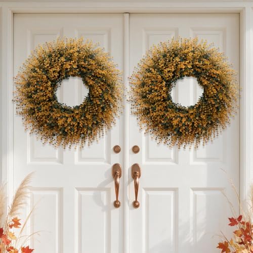 HUZIYAHAN 28" Large Fall Wreaths for Front Door Decoration(Autumn Orange) - Image 4