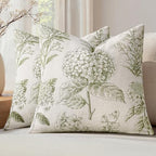 Set of 2 Euro Floral Pillow Covers 24x24 Inch Light Green by SWANCOCO