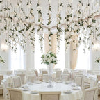 Lyrow 60 Pack White Artificial Flower Hanging Ornaments White Rose Floating Garland Floral Minimalist Boho Wedding Proposal Anniversary French Cream Farmhouse Ceiling Garland Table Decor DIY Craft - Image 6