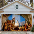 Garage Door Christmas Decorations Banner, 6.6x5 ft Xmas New Year Garage Door Cover Banner, Nativity Scene Christmas Outdoor Party Photography Backdrop Sign Poster Decorations Supplies, G by Unknown