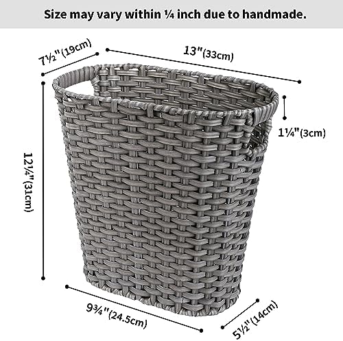 GRANNY SAYS Wicker Bathroom Trash Can, Wicker Waste Basket, Dark Gray - Image 6