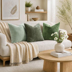decorUhome Fall Chenille Dark Olive Green Throw Pillow Covers 24x24 Inch Set of 2, Decorative Soft Couch Pillow Covers Solid Dyed Accent Euro Sham Farmhouse Neutral Square Pillow Cases for Sofa - Image 3