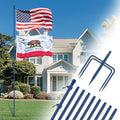 ZMTECH 12FT Heavy Duty Flag Pole with 5 Pronges Base in Ground for Yard,Tangle Free Spinning Stainless Steel,Windproof Ground Flag Poles for 2 Flags, 1 Pack, Blue by HighQualityGardeningTools