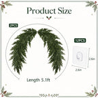 2Pcs 5.1ft Christmas Mirror Garland, Artificial Cedar Swag for Mirror Decor - Image 2