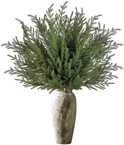 8Pcs 36" Real Touch Norfolk Pine Stems, Faux Christmas Greenery Long Stems by ICXSeasonalFlowersGardenDecor