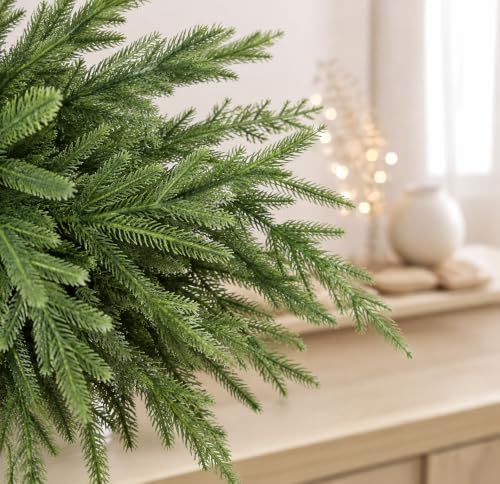 24 Bundles Artificial Norfolk Pine Stems, Real Touch Christmas Greenery - Image 6