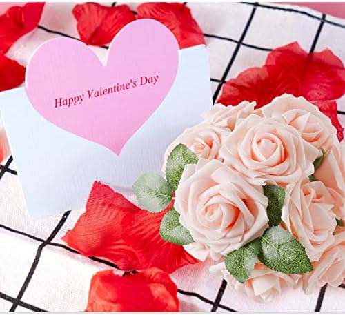 AmyHomie Blush Pink Rose 50pcs Real Looking Artificial Flowers w/Stem - Image 6
