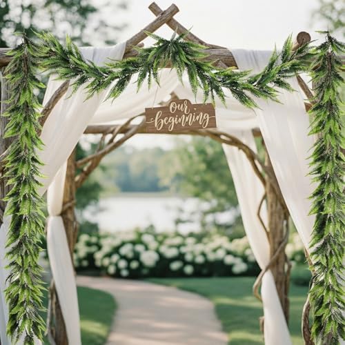 Yinder 4 Pack 6ft Boston Fern Garland, Artificial Hanging Greenery Vines - Image 5