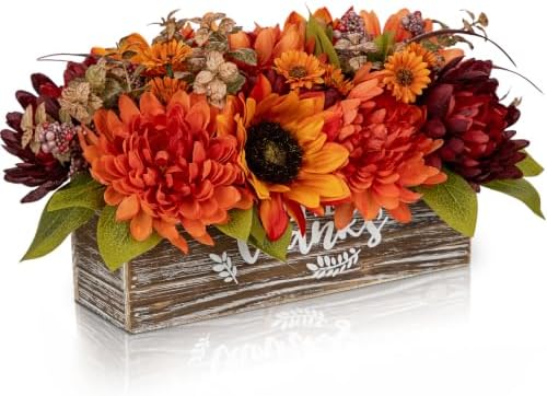 Fall Centerpiece for Table Fall Fake Flower in Pot Fall Floral Arrangement by Oairse