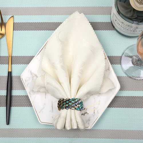 Jeweled Peacock Napkin Rings Set of 12 for Wedding Party, Blue - Image 4