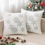 MIULEE Pack of 2 Christmas Decorative Throw Pillow Covers Soft Faux Fur Pillow Cases with Embroidery Snowflake Winter Cute Pillowcases Holiday Decor for Couch Sofa Bedroom, 18×18 Inch, Grey by MIULEE