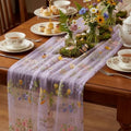 Purple Floral Table Runner 10ft Embroidery Wildflower, 10 Pcs by Windkream