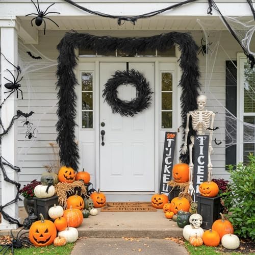 N&T NIETING 5.9FT Black Artificial Norfolk Pine Garland Real Touch Halloween Garlands Faux Garland for Table Mantle Holiday Fireplace Indoor Outdoor Halloween Christmas Decorations - Image 4