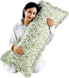 CPC Block Print Meadow Vine Ruffle Cotton Lumbar Pillow Cover 14x36 inch - Image 5