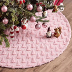 Civaner 48in Pink Tree Christmas Tree Skirt Faux Fur - Image 4