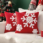 MIULEE Christmas Throw Pillow Covers Red Decorative Snowflake 16x16 by MIULEE