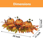 Fall Centerpieces for Table, Lighted LED Sparkle Pumpkins Battery Operated with Timer for Thanksgiving Autumn Harvest Dining Table Decorations 28’’ L - Image 3