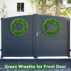 26Inch Green Boxwood Wreaths for Front Door Realistic All Season Eucalyptus - Image 2