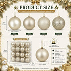 Soulchen 20 Pcs Champagne Christmas Ball Ornaments 2.75" Shatterproof Decor - Image 2
