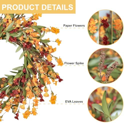 Artgar Fall Wreath, 24 Inch Fall Wreaths for Front Door - Image 2