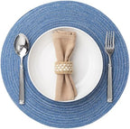 BARoyal Round Placemats Set of 12 Woven Placemats Washable Braided Table Mats for Dining Table Heat Resistant Non-Slip Circle Place Mats(Mid Blue) by BAROYAL