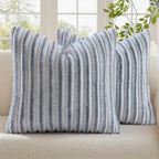 decorUhome Fall Faux Fur Throw Pillow Covers 24x24 Set of 2 Grey White by decorUhome
