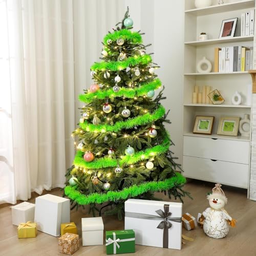 4 Pack Total 262 ft Lime Green Christmas Garland Non Lit Artificial Greenery Pine Garland Christmas Decorations Soft Holiday Decor Home Garden for Outdoor Indoor Stairs Fireplaces - Image 4