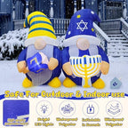 4FT Hanukkah Decorations Outdoor Inflatable Gnome Couple Hold Menorah Dreidel Built-in LED Lights, Chanukah Decorations for Home, Hanukkah Blow Up Yard Decoration for Lawn Garden Holiday Party - Image 3