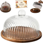 Glass Pumpkin Cloche with Wood Base, Decorative Glass Display Dome Tray by Unknown