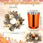 Umigy 6 Set Fall Candle Holders Glass Votive, Pumpkin, Light Color - Image 2