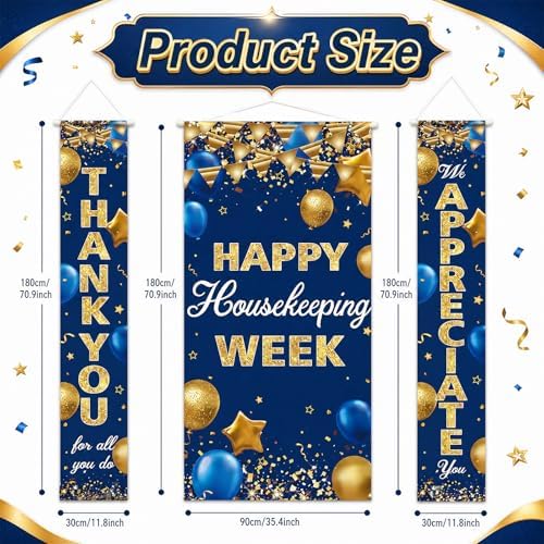 3 Pcs Lighted Happy Housekeeping Week Hanging Banner with LED Lights - Image 2