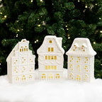 Mark Feldstein Row House Porcelain Tea Light Figurines, Set of 3, 8x4.5 in - Image 5