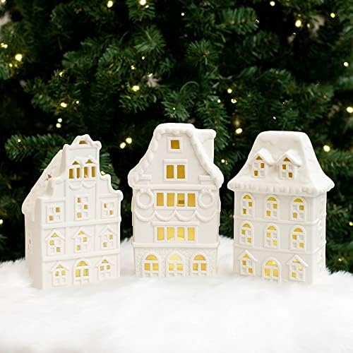 Mark Feldstein Row House Porcelain Tea Light Figurines, Set of 3, 8x4.5 in - Image 5