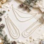 12 Pcs Christmas Tree Bead Garland, 3 Tier Hanging, Ivory Gold, Pearl - Image 2