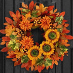 2 Pcs Fall Wreaths for Front Door,22 inch Autumn Sunflower Wreath by Waipfaru
