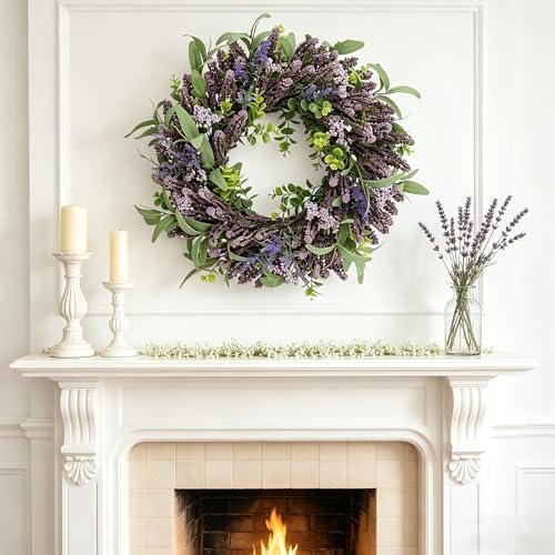 26'' Wreath for Front Door, Spring Purple Wreaths for Outdoor Indoor Decor - Image 7