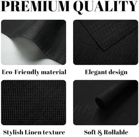 Placemats Set of 12 Vinyl/Plastic Woven Place Mats for Kitchen Table Indoor/Outdoor Washable Placemat Wipeable Dining Table Mats (Full Black,12) - Image 2