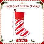 Zubebe 36 Pcs Christmas Stockings Bulk 15 Inch Felt, Red White Twill Stripe - Image 2