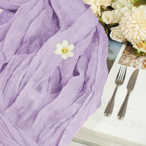 16 Pack Cheesecloth Table Runners 20" x 120", Boho Gauze Table Decor for Wedding, Bridal Shower, Birthday Party, Long Romantic Runner(Lavender) - Image 4