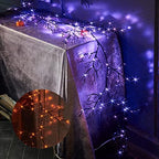 Birchlitland Halloween Lighted Garland 6FT 120L Orange and Purple Bi-Color LED Lights 8 Functions, Black Glittered Garland Lights Battery Operated for Indoor and Outdoor Halloween Party Decoration by Birchlitland