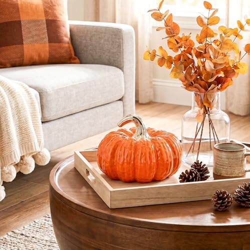 7.9 Inch Large Artificial Orange Pumpkins Ceramic Halloween Decor - Image 5