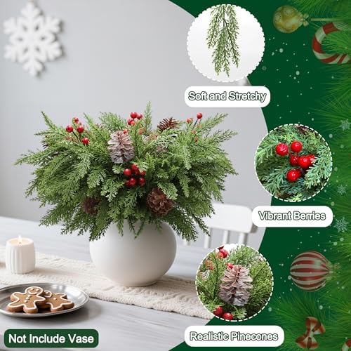 24Pcs 18" Norfolk Pine Stems, Christmas Pine Branches for Decoration - Image 2