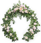 Ling's Moment 6FT Eucalyptus & Rose Flower Garland, Cream by LingsMoment