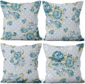 Green Flower Throw Pillow Covers 22"x22" Set of 4, Vintage Floral Sofa Cushion Cover for Chair Couch Bed Living Room Office Car Garden Patio Farmhouse Indoor Outdoor Decorative by VieSavaran