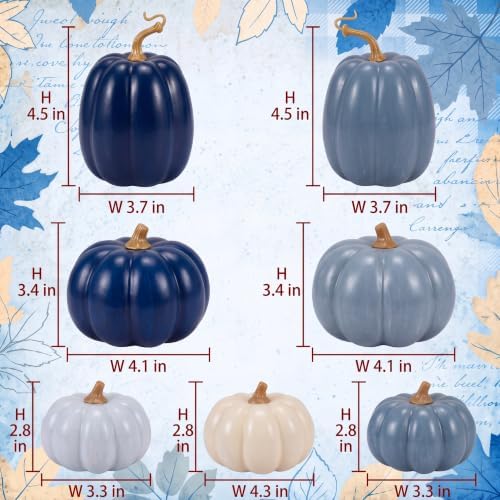 RattanView 7 Pcs Fall Pumpkins Decor, Resin Thanksgiving Table Centerpiece - Image 4
