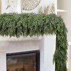 15FT Thick Christmas Garland with 400 Cedar Branches, Real Touch Green Cedar Garland for Christmas Decorations, Artificial Greenery Garland for Table, Mantle, Wall, Indoor, Outdoor Holiday Decor by FAJUNZH