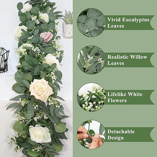 TOCHGREEN 4Pack 5.9FT Artificial Eucalyptus Garland Fake Greenery Vines - Image 3
